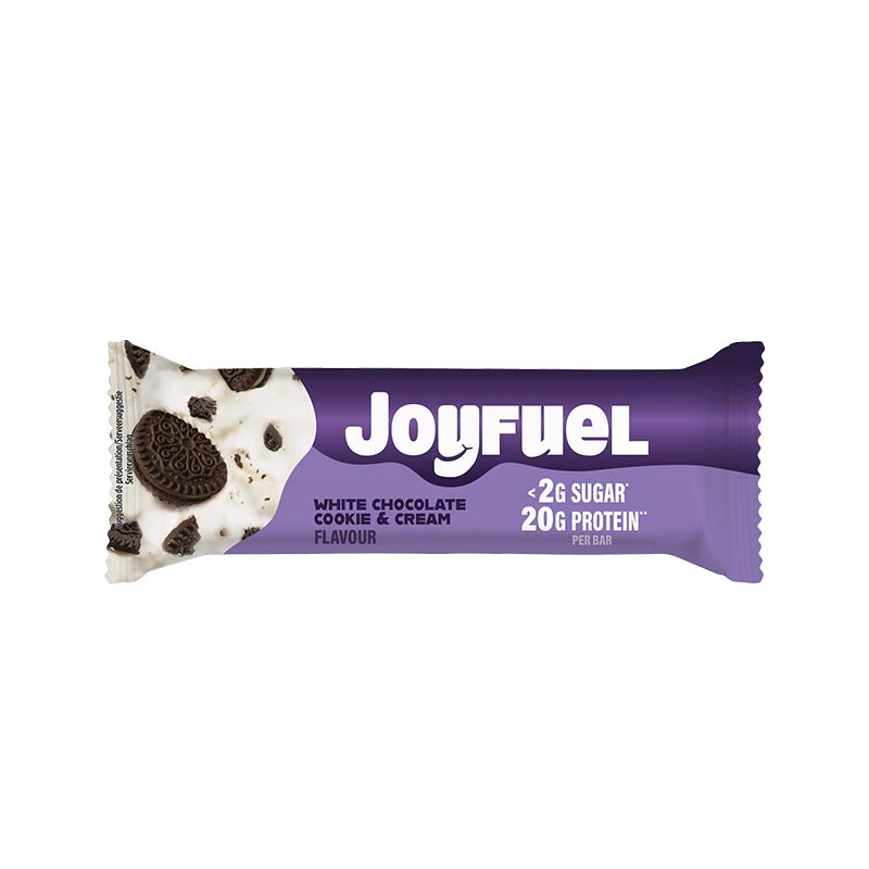 Proteínová tyčinka Joyfuel s príchuťou bielej čokolády a s krémovou sušienkou