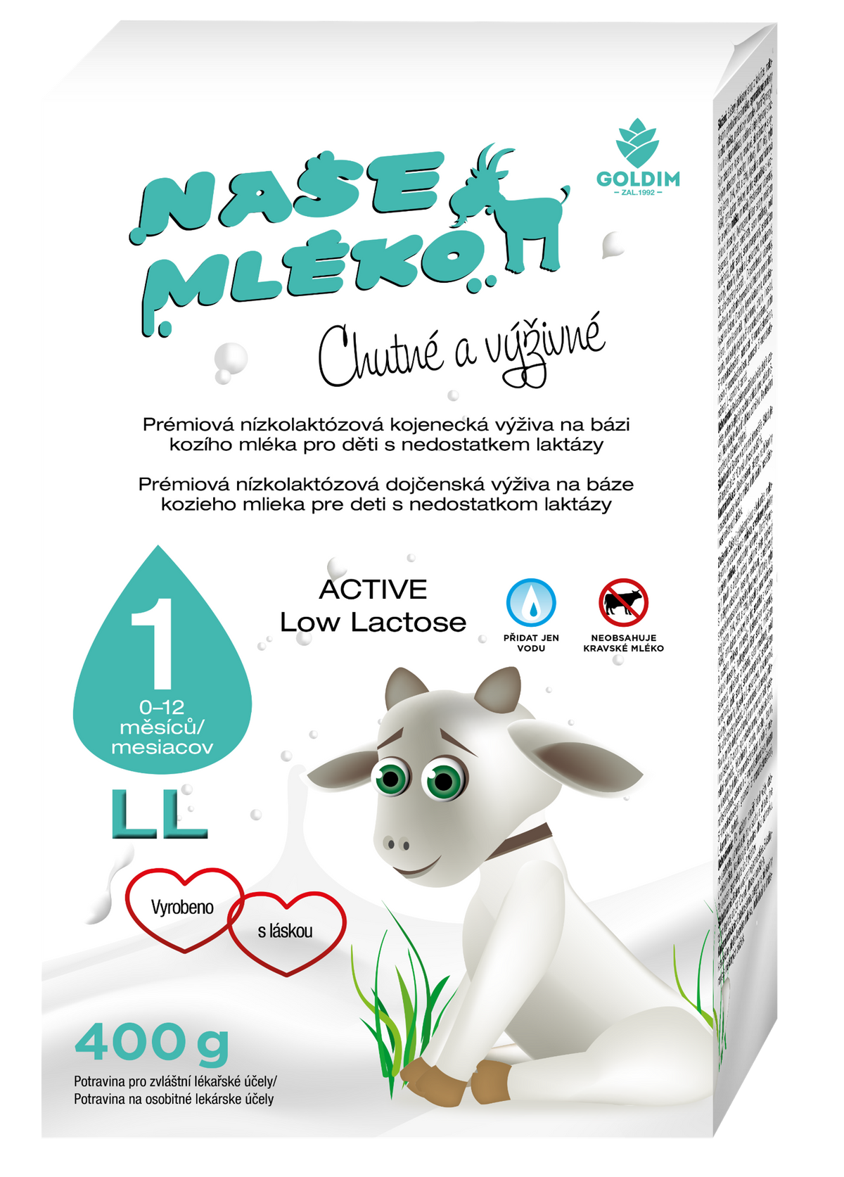 Počiatočná dojčenská mliečna výživa Naše kozie mlieko Low Lactose 1