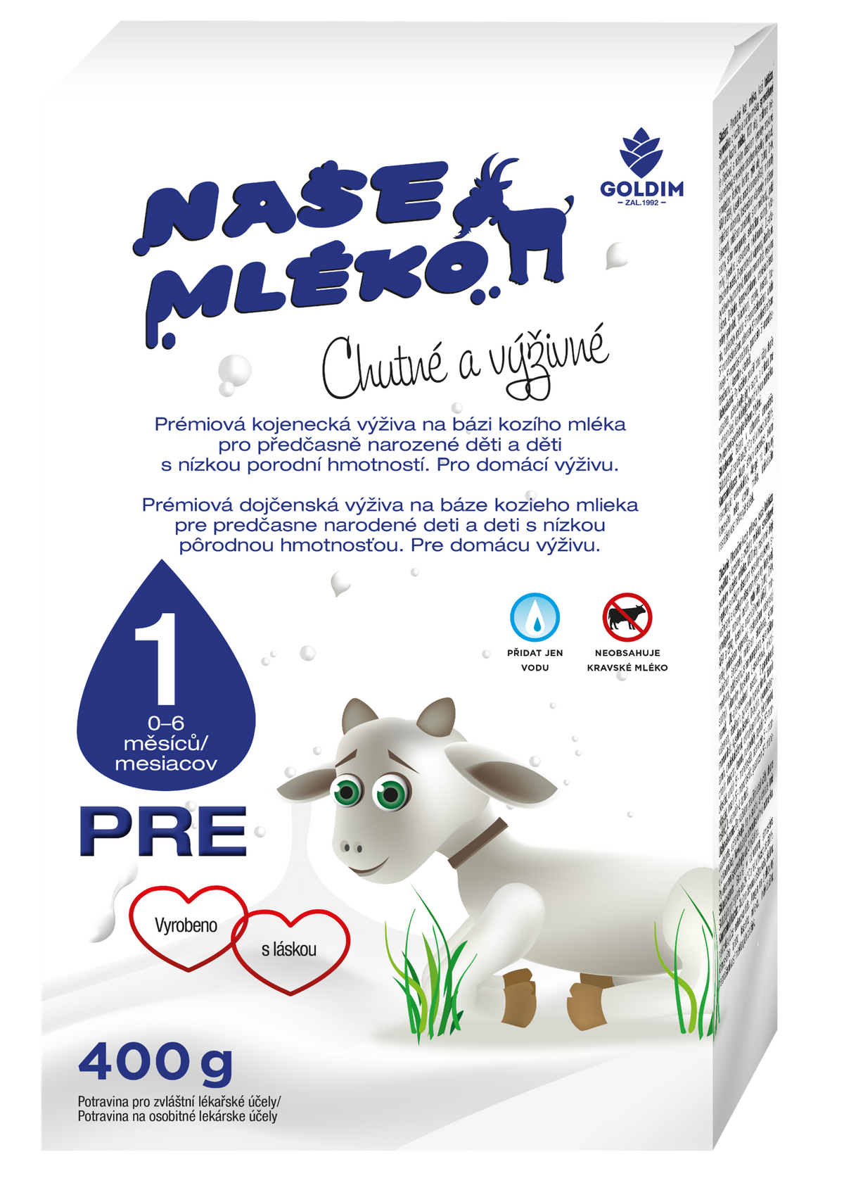 Počiatočná dojčenská mliečna výživa Naše kozie mlieko PRE1
