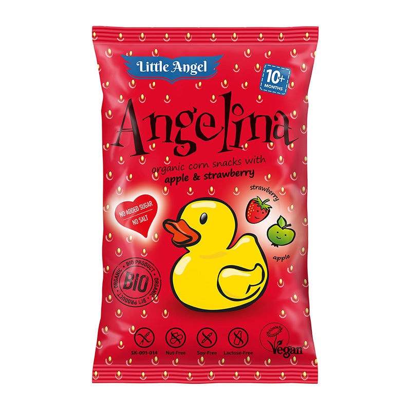 MC Lloyds Little Angel Angelina BIO kukuričné chrumky s jablkom a jahodou 30 g