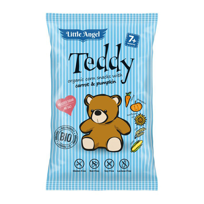MC Lloyds Little Angel Teddy BIO kukuričné chrumky s mrkvou a tekvicou 30 g