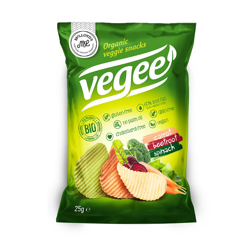 Zemiakový snack Bio Vegee s príchuťou morskej soli mrkvy cvikli a špenátu