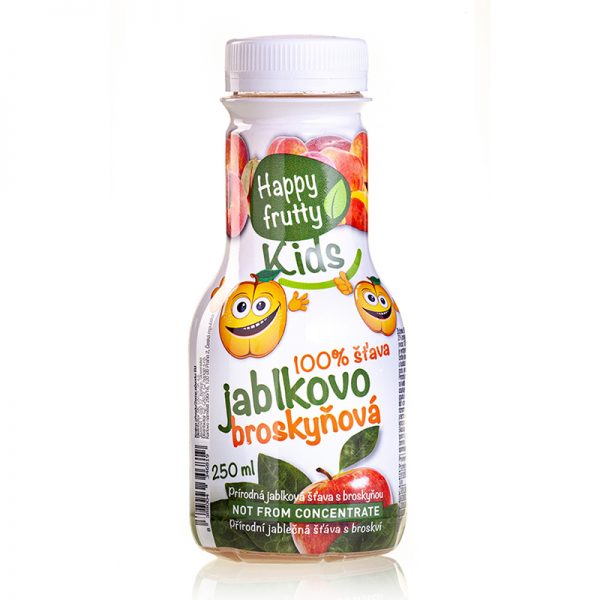 Happy frutty Jablkovo broskyňová 100 % šťava 250 ml