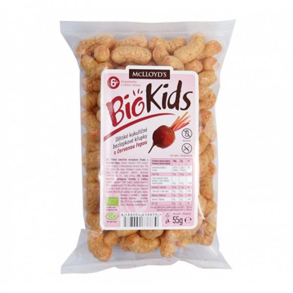 MC Lloyds BioKids detské kukuričné bezlepkové chrumky s cviklou 55 g